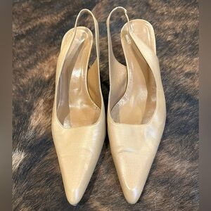 Bally Tan Slingback Heels with Pointed Toe